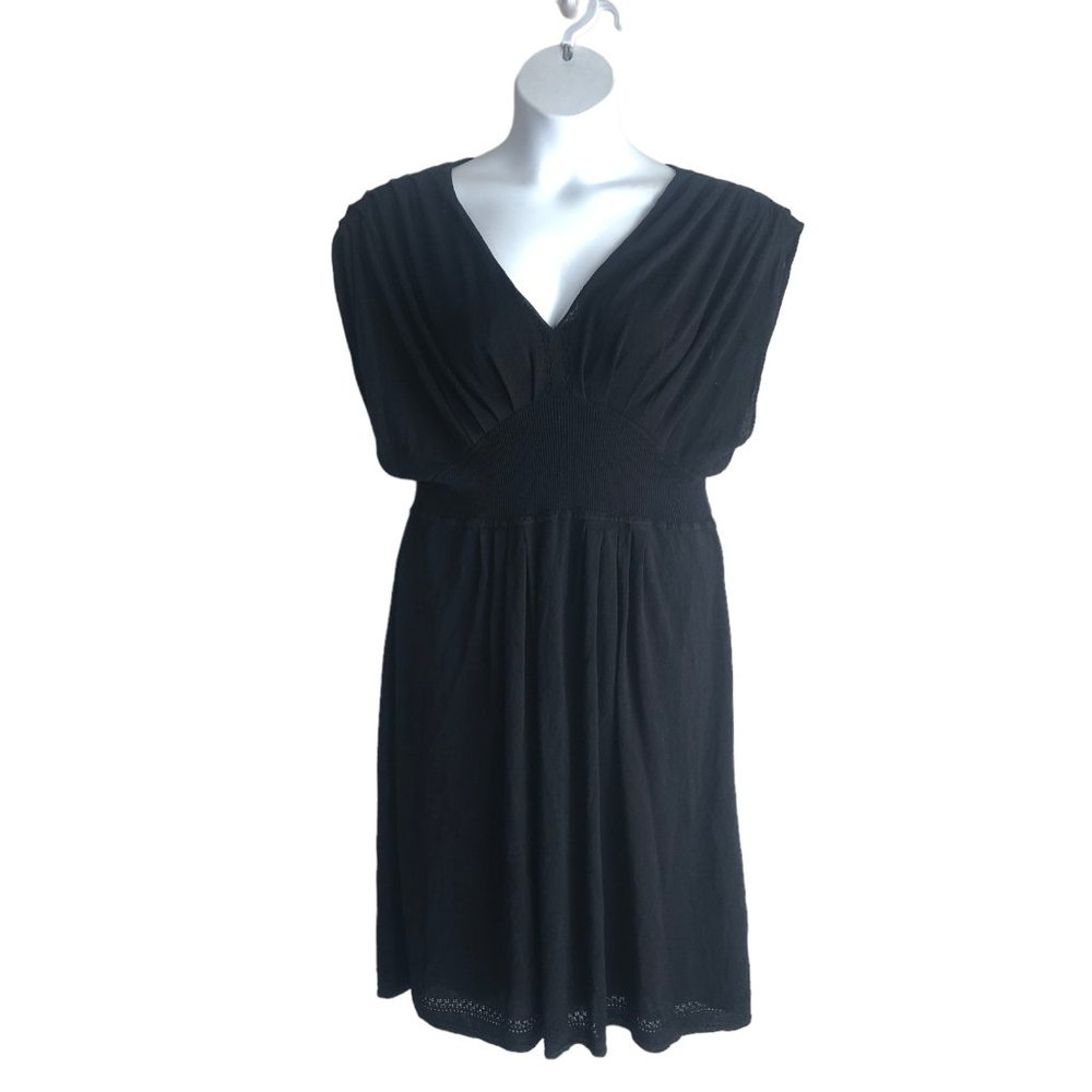 Banana Republic Womens Knit Dress Tank Top Size XL Black Lined Silk Rayon Shaped - Picture 1 of 12